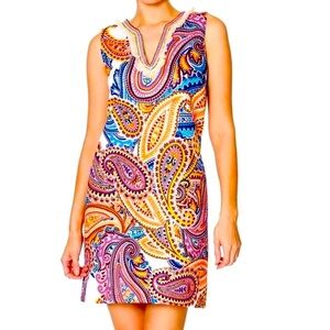 Laundry By Shelli Segal Women's Multicolor Paisley Boho Midi Dress Size 4
